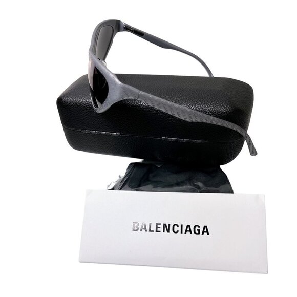 Balenciaga Logo Womens Grey Aluminum Metal Frame UV Sunglasses with Case New main image 4